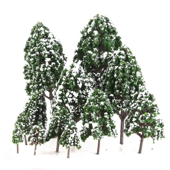 Balenie 12 Plastových Topoľ Stromy Model Vlaku Snehu Scenérie Krajiny 1:500-1:50