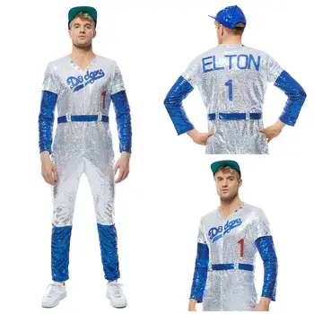 Rocketman Elton John Podvodníci Cosplay Kostým Baseball Jednotné Jumpsuit Celý Oblek Halloween Kostýmy Pre Dospelých Muži Ženy