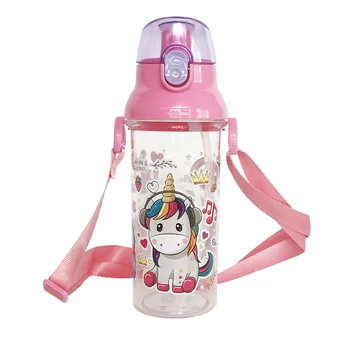 Unicorn Pitnou Vodou na Fľašu pre Školské Deti, Dievčatá, Deti s Slamy Popruhy BPA FREE Roztomilý kawwaii Ružová kórejský Outdoor Šport