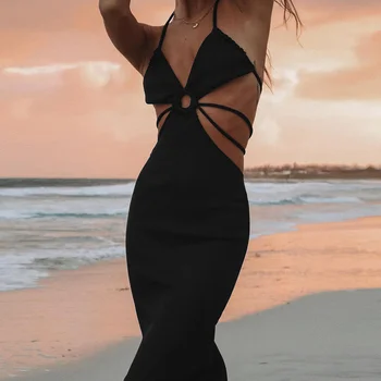 2022 Obväz Sexy Maxi Šaty Club Party V Lete Dovolenku Na Pláži Bodycon Šaty Ako Vystrihnuté Backless Elegantné Dlhé Šaty Ženy, Župan