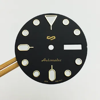 Príslušenstvo hodinky ciferník čierne zlato nechty C3 zelená svetelná 28.5 mm upravený abalone sledovať MOD fit NH36 pohyb Dátum-deň prípade