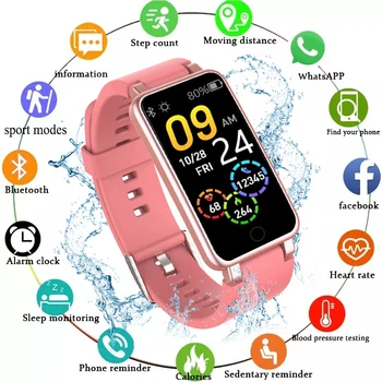 C2 Plus Muži Ženy Inteligentné Hodinky Šport Fitness Smartwatch Hovor Pripomienka Srdcového tepu dámske Hodinky Vodotesné Pre iOS a Android