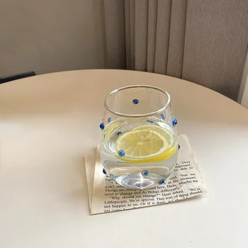Kreatívne Pohár Modrá Nepravidelný Dot Design Skla Zmysel Bublina Vody Pohár Mlieka Cup Malý Pohár Vody Shot Okuliare Roztomilý Poháre
