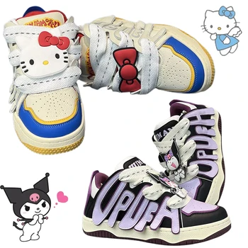 Kawaii Hello Kitty Chlieb Topánky Anime Obrázok Hellokt Kuromi Ležérne Topánky Cartoon Y2K Dievča Hrubé-Soled Športové Skateboard Topánky
