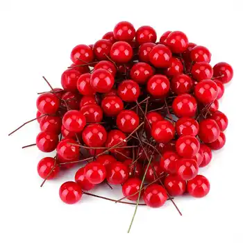100ks Mini Plastové Berry Umelé Červené Holly Cherry Vianoce Domov, Cake Box, Vence, Dekorácie Visí Ozdoby