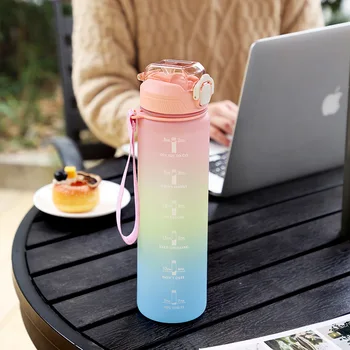 Nová Športová Fľaša 1 Liter Vody s Slamy Vonkajšie Cestovné Prenosné Jasné, 1l Fľašu, Plastové Môj Nápoj Fľaša BPA Free