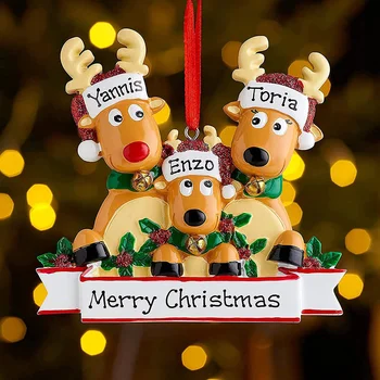 Osobné Sobov Rodiny 2, 3, 4, 5, 6,7 Vianočný Strom Ornament Roztomilý Jeleň Dovolenku v Zime Dar Roka 2022 Rodiny Ornament