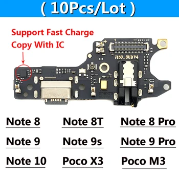 10Pcs USB Nabíjací Port Dock Konektor pre Nabíjačku Rada Flex Kábel Pre Xiao Poco X3 M4 Redmi Poznámka 7 8 8T 9S 9 10 11 Pro 10s 4G 5G