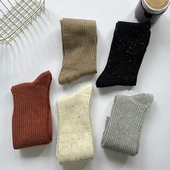 2022 Zimné Hrubšie Cashmere Vlna Ženy Ponožky Farby Mieste Japonskej Módy Farbou Dlhá Ponožka Dievčatá Tepelnej Teplé Posádky Ponožky