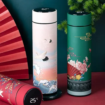 Izolované teplej vody fľaša z nehrdzavejúcej ocele pohára cestovných káva hrnček na čaj infuser fľaša Čínsky štýl smart fľaša na vodu