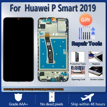 Pre HUAWEI P Smart 2019 POT-LX1 LX1AF LX2J LX1RUA LX3 Originálne LCD displej s montážou predné prípade Čierna