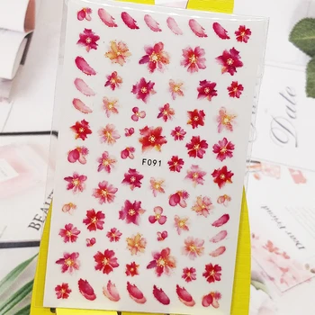 3D Nálepky na Nechty, Červená Begonia Kvetinové Vzory na Nechty Umenie Dekorácie Fólie, Nálepky Zábaly Manikúra Príslušenstvo Decoraciones