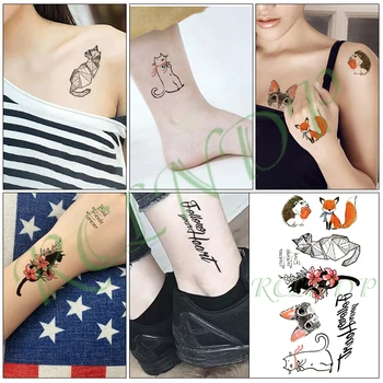 Nepremokavé Dočasné Tetovanie list aminal mačka, pes, líška ježko kvet tatto nálepky flash tetovanie falošné tetovanie pre ženy, mužov dieťa