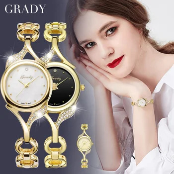 Luxusné žena, hodinky, zlato, hodinky žien doprava zadarmo, Darček pre manželku, Módne diamond quartz hodinky reťazca náramkové hodinky pre dámy
