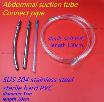 Lekárske Jednorazové sterilné PVC nehrdzavejúcej ocele brušnej sacie trubice 20 cm rovno&zakrivené hlavu Pripojenie potrubia chirurgické nástroje