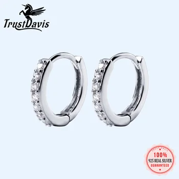 TrustDavis 100% 925 Sterling Silver Módne Gotický Geometrické Hoop Náušnice Pre Ženy, Piercing, Striebro 925 Earings Šperky DS953