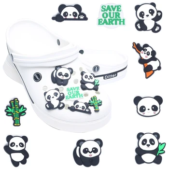Jediný Predaj 1pcs Kawaii Panda PVC Obuvi, kľúčové tlačidlá Príslušenstvo Obuvi Dekorácie Obuvi Pracky Príslušenstvo Fit Pásma Náramky CrocJIBZ