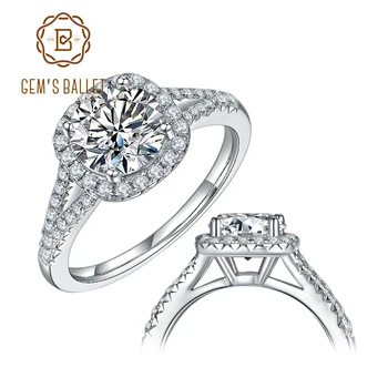 GEM BALET 925 Sterling Silver Halo Zásnubný Prsteň 1.5 ct 2 ct 3ct D Farba Moissanite Diamantový Prsteň Pre Ženy, Jemné Šperky