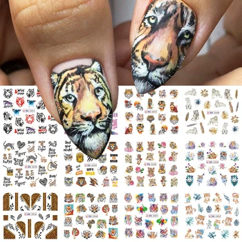 3D Tiger na Nechty, Nálepky Vody Prenos Zvierat Nálepky na Nechty Umenie Obtlačky Zviera Tlače Manikúra Zábaly Dekorácie Dropshipping
