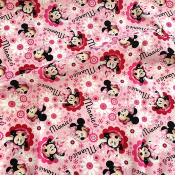 Veľkoobchod Mickey Minnie Tkanina Bavlna Pre Šitie,Široký 1.1 Meter Disney Textílie Podľa Meter Pre Patchwork HOBBY Prešívanie Materiálu