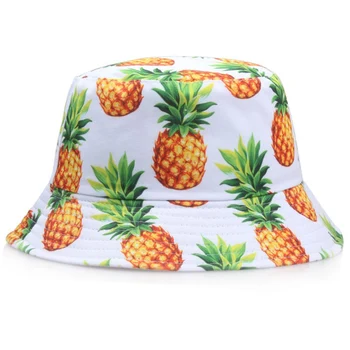 2020 Dve Bočné Reverzibilné Ovocie Lemon Bucket Hat pre Mužov, Ženy Rybár Klobúk Panama Bob Klobúk Letné, banány, Ananás, Banán Žena Klobúk