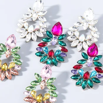 LUBOV Geometrické Kovové Farebné Crystal Drop Náušnice Vysokej Kvality Fashion Kamienkami Šperky, Doplnky Pre Ženy, Veľkoobchod