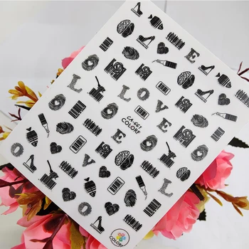 3D Nail nálepky Umenie Vysoké Podpätky Čiarový Kód Láska Srdce Dizajn Jazdcov pre Nechty Fólie Samolepiace Všetky pre Manikúru Príslušenstvo