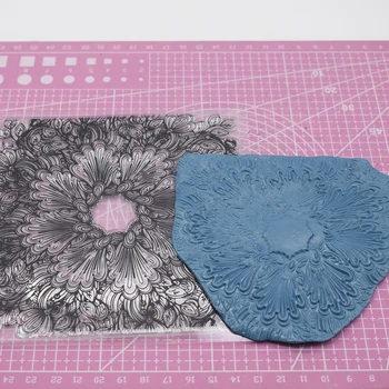 Mandala Kvet Hliny Pečiatka Textúra Plechové Šablóny Keramické Keramiky Prenos Stlačte Tlač Modelovanie Emboss Mat DIY Náušnice Dojem