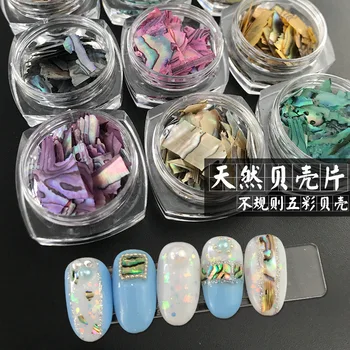 Nepravidelný Farebné Abalone Shell Čipy Nail Art Dekorácie Prírodné Shell Fragmenty Japonskom Štýle, Manikúra Príslušenstvo Veľkoobchod