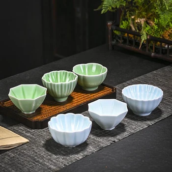 2ks/Set Porcelánu Kungfu Čajových Šálok Master Pohár Mei Qing Modrá Farba Kvetu Tvar Misy Čaju Kuchyňa Teaware Pitnej Nástroj