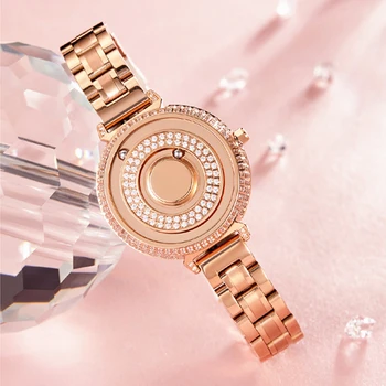 EUTOUR Diamond Magnetické Gule Ženy Dámske Hodinky Luxusné Módne ružové Zlato Hodinky pre Ženy Bežné Nepremokavé Quartz Hodinky 2021