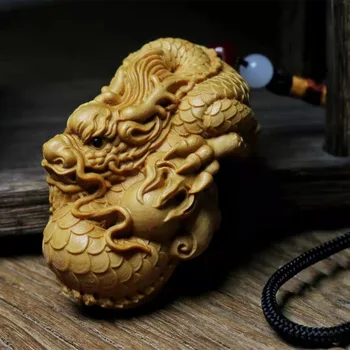 Thuja drevorezbárstvo Shenlong prívesok Drevené ručne vyrezávané Čínsky maskot Batoh Keychain Auto Dekorácie Prívesok špeciálna ponuka