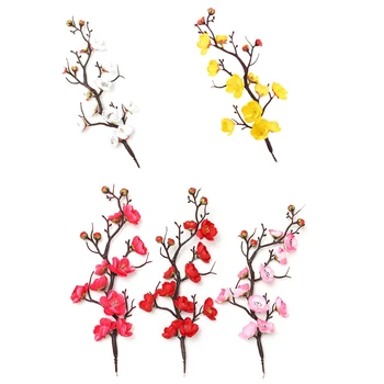 Umelá Kvetina, Slivkové Kvety Umelé Falošné Kvety Flores Sakura Konáre Stromov Tabuľka Obývacia Izba Dekor Svadobné Dekorácie