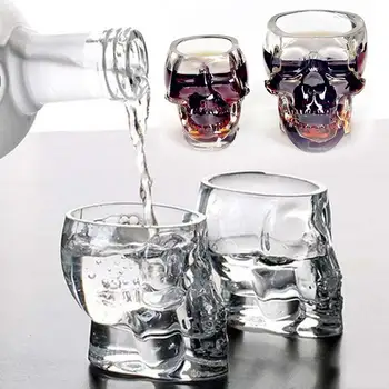 Crystal Skull Head Shot Glass Whisky Sklo Transparentné poháre na Víno, Vodka Cup Domov Bar Strany Drinkware 80/150/350 ml Muž Darček Pohár