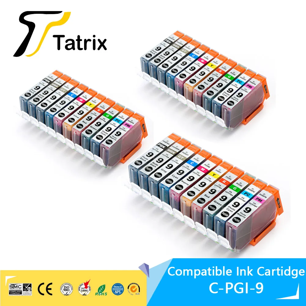 Tatrix PGI-9 PGI9 Pre Canon PGI-9 S Čipom Kompatibilné Atramentové Kazety Pre Canon Pixma Pro 9500 MX7600/iX7000/IX7000 RFB MX7600 Obrázok 0