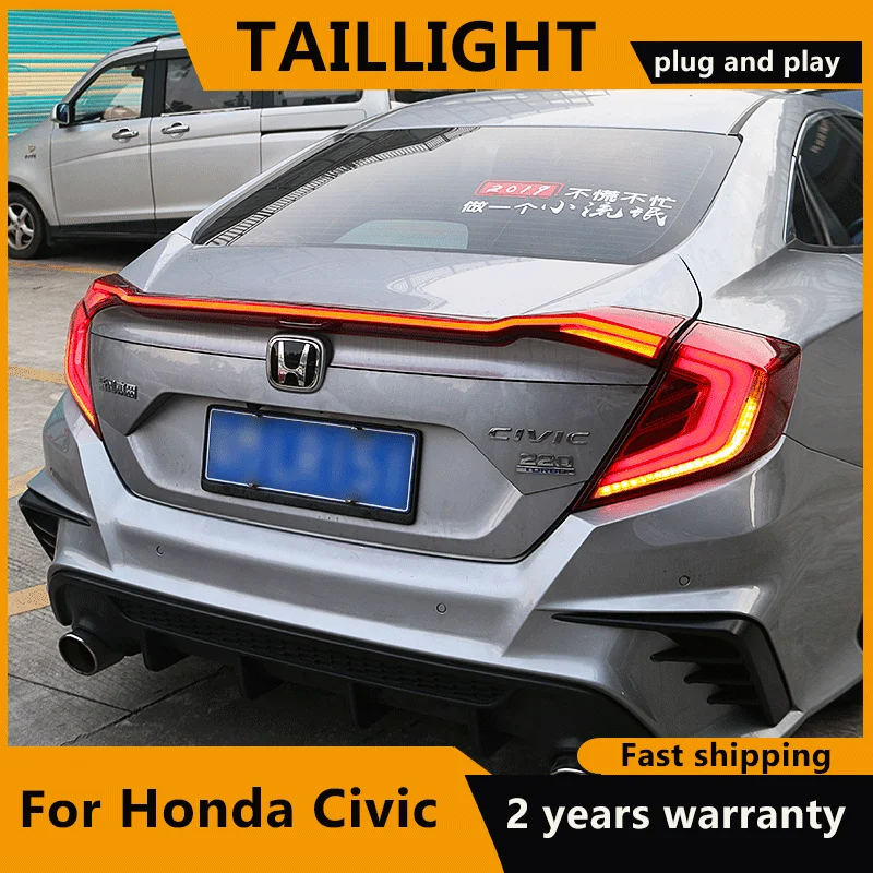 3KS LED zadné Svetlá zadné svetlo Na Honda Civic 2016-2021 Zadné Lampy DRL + Dynamické Zase Signál + Zadnej strane + Brzdové LED osvetlenie batožinového priestoru Obrázok 0