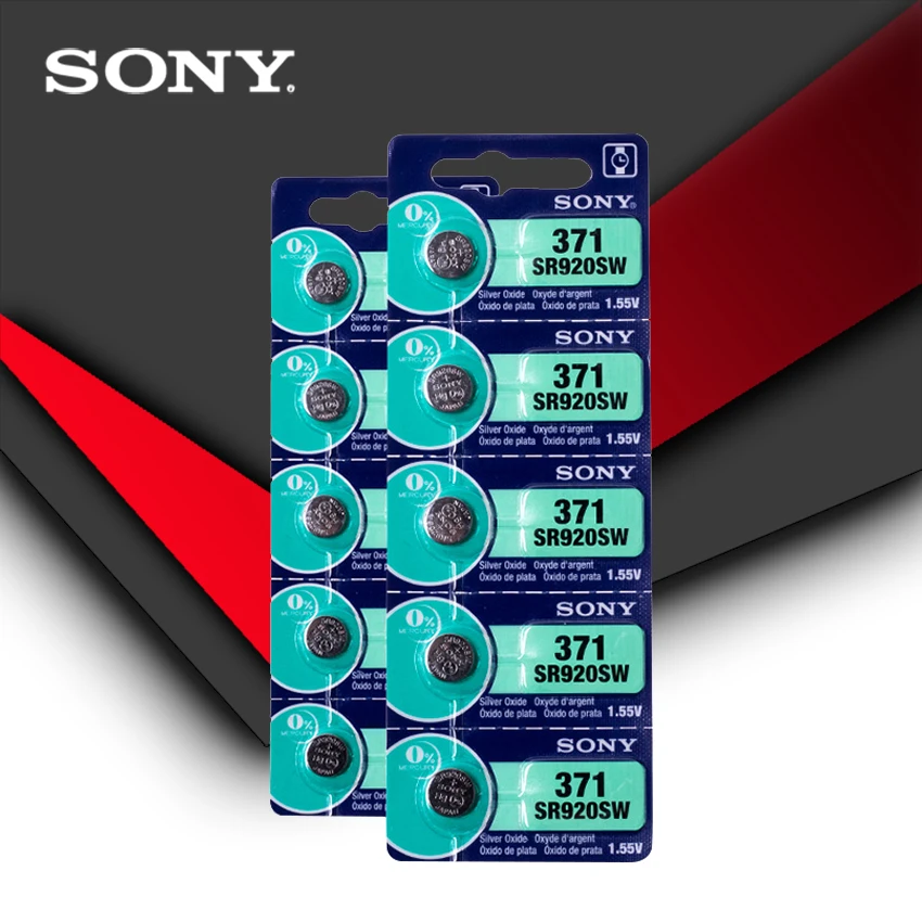 10pc Sony 100% Originálne 371 SR920SW 920 1.55 V Pozerať Batéria SR920SW 371 Tlačidlo okrúhlu VYROBENÉ V JAPONSKU Obrázok 0