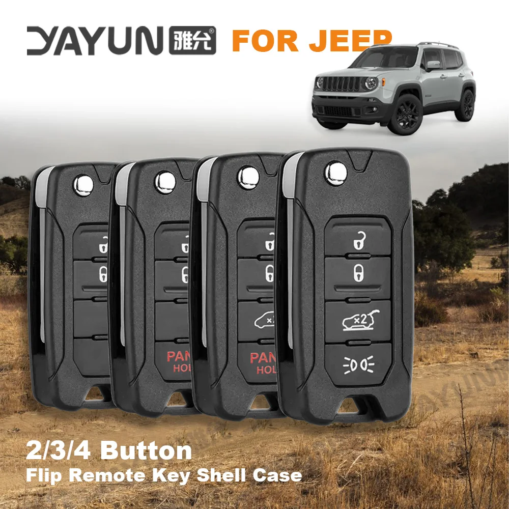 YAYUN 2+1 Tlačidlá Pre Jeep Renegade 2015/6/7/8 Flip Diaľkové Kľúča Vozidla púzdro S Uncut SIP22 Náhradné Žiletky S Logom 4A Obrázok 0
