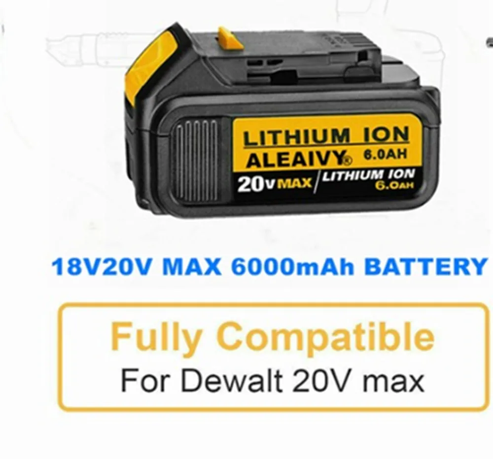 Aleaivy Original20v 6.0 Ah MAX XR Batérie Nástroj Náhrada Za DeWalt DCB184 DCB181 DCB182 DCB200 20V 5A 18Volt 20V Batérie Obrázok 0