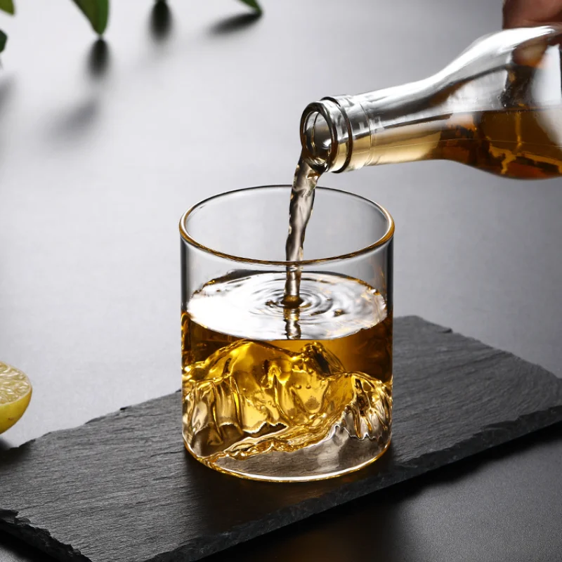Kreatívne Transparentné poháre na Víno, 3D Fuji Horských Vzor Whisky Sklo Domácej Kuchyni Šálku Kávy Japonskom Štýle, Bar Príslušenstvo Obrázok 1