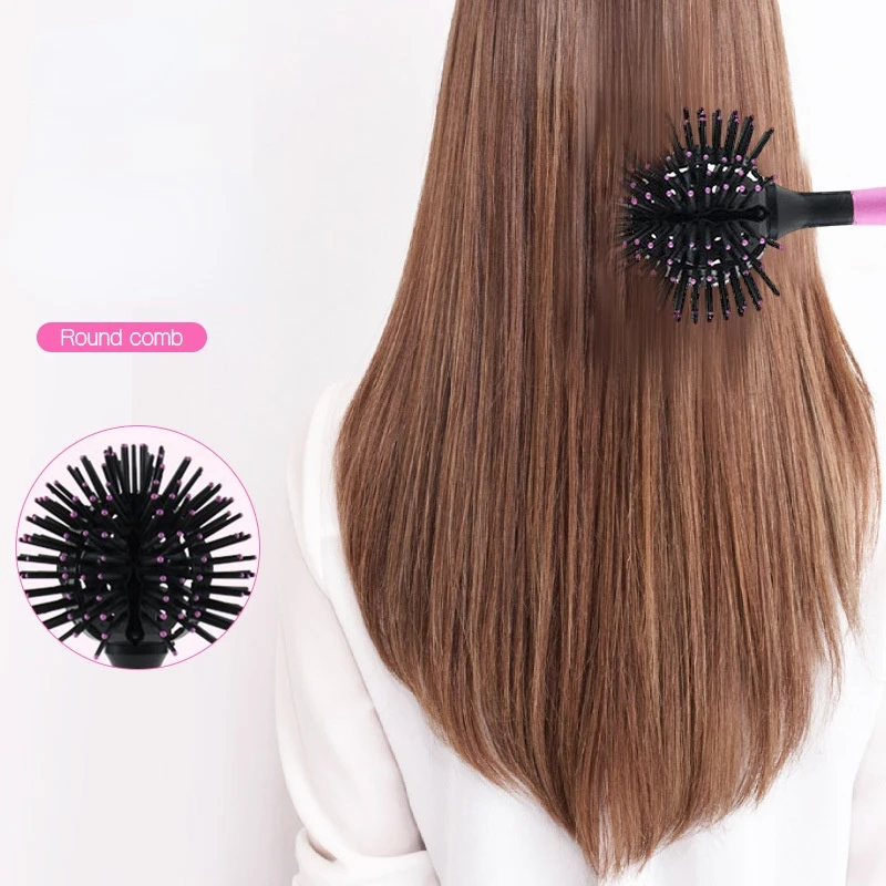 3D Okrúhle Kefy na Vlasy Hrebeňom Salon tvoria 360 Stupeň Loptu Styling Nástroje Mágie Detangling Hairbrush Tepelne Odolné Vlasy Hrebeňom kučeravé Obrázok 1