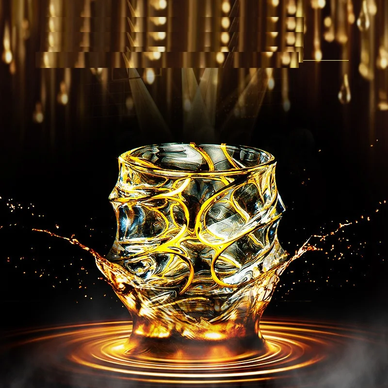 Európska Klasická Hrubé Crystal Osnovy V Gold Luxusné Whisky Poháre Staromódnou Verre Whisky Sklo Chivas Vodka Cup Obrázok 1