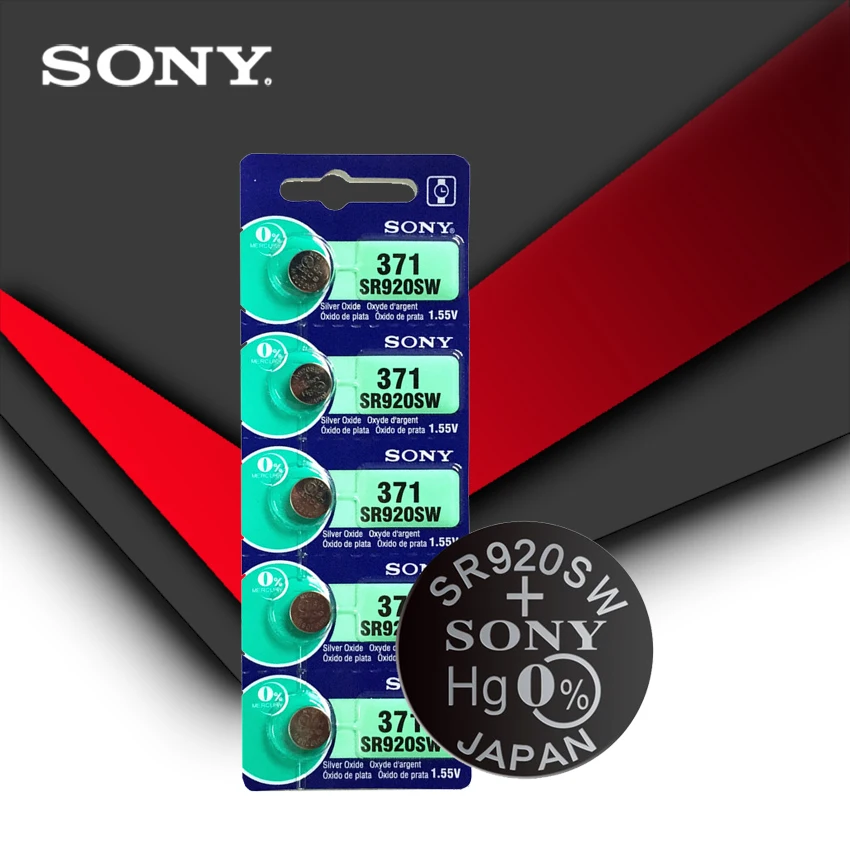10pc Sony 100% Originálne 371 SR920SW 920 1.55 V Pozerať Batéria SR920SW 371 Tlačidlo okrúhlu VYROBENÉ V JAPONSKU Obrázok 1