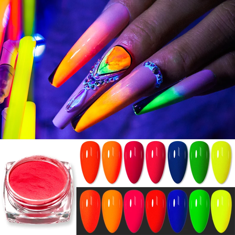 Neon Pigment Fluorescenčné na Nechty, Glitter Prášok Šplhať Ombre Chrome Prachu DIY poľský Manikúra Pre Nechty Umenie Dekorácie Obrázok 1