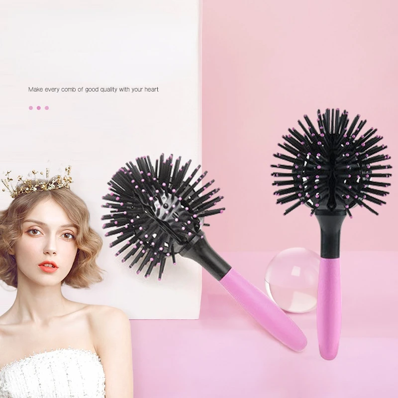 3D Okrúhle Kefy na Vlasy Hrebeňom Salon tvoria 360 Stupeň Loptu Styling Nástroje Mágie Detangling Hairbrush Tepelne Odolné Vlasy Hrebeňom kučeravé Obrázok 2