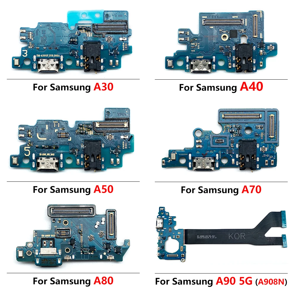100% Originálne Pre Samsung A10 A20 A30 A40 A50 A70 A80 A90 5G Nabíjačku USB Nabíjací Port Dock Konektor Konektor pre Mikrofón Rada Flex Obrázok 2