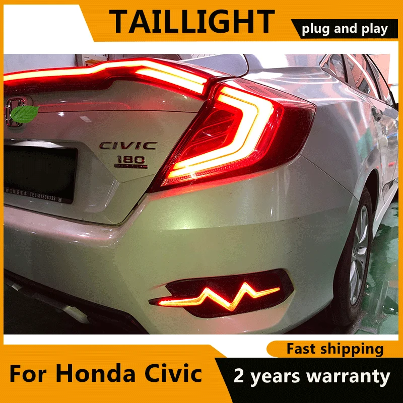 3KS LED zadné Svetlá zadné svetlo Na Honda Civic 2016-2021 Zadné Lampy DRL + Dynamické Zase Signál + Zadnej strane + Brzdové LED osvetlenie batožinového priestoru Obrázok 2