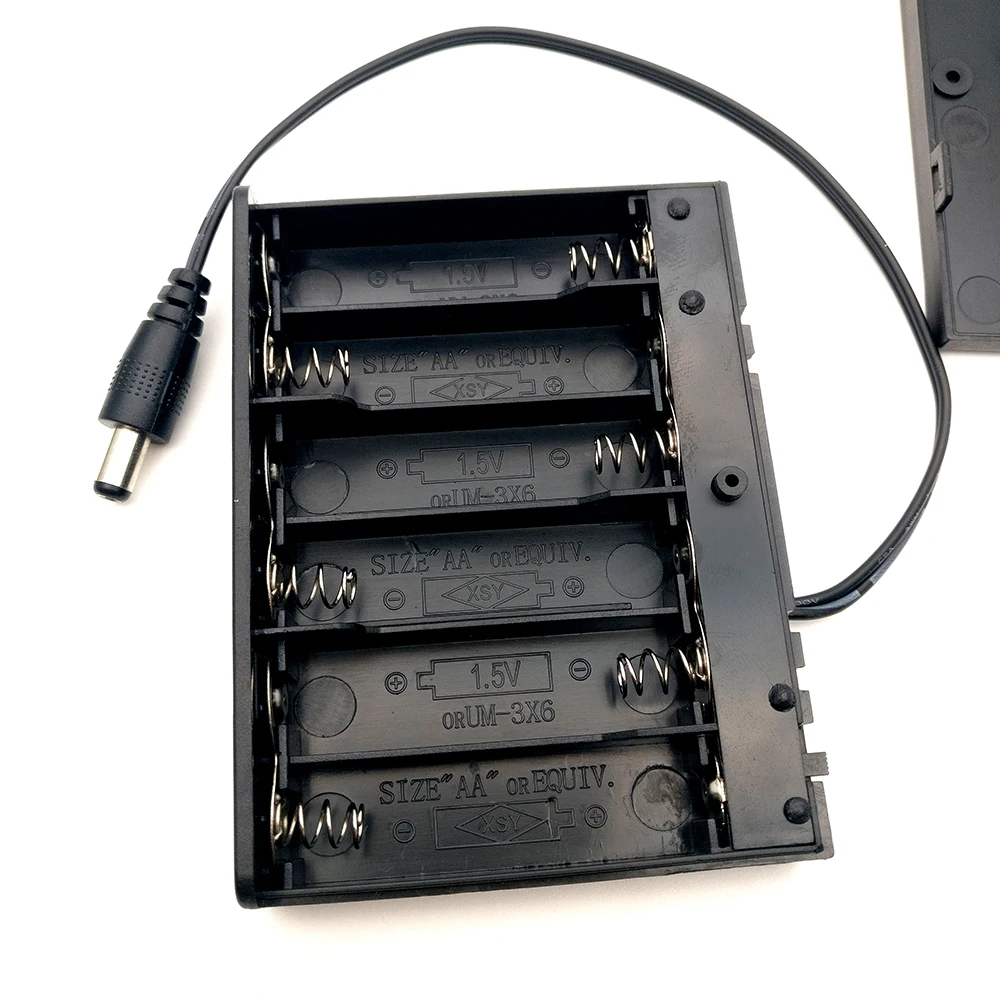 Doprava zadarmo 9V 6AA batérie držiak prípade NA VYPNUTIE DC 5.5*2.1 mm jack konektor Obrázok 2