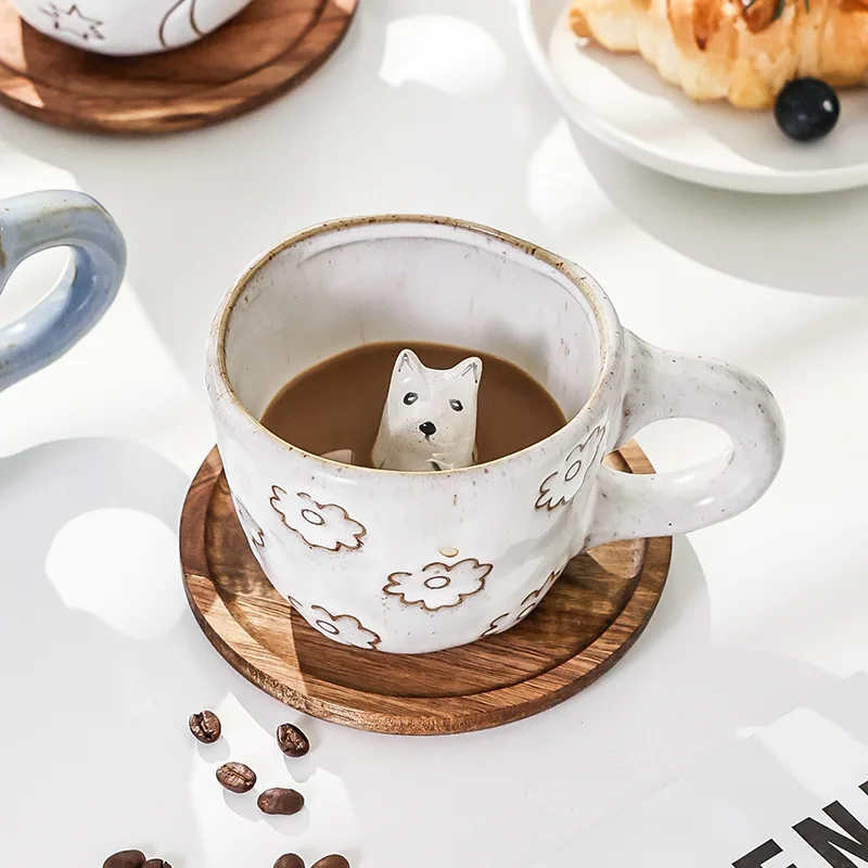 360ml Tvorivé Roztomilý 3D Ručné Slimák Daisy Pes, Mačka, Kávové Hrnčeky Keramické Legrační Karikatúra Zvierat Čaj Mlieko Poháre Jedinečný Narodeninám Obrázok 3