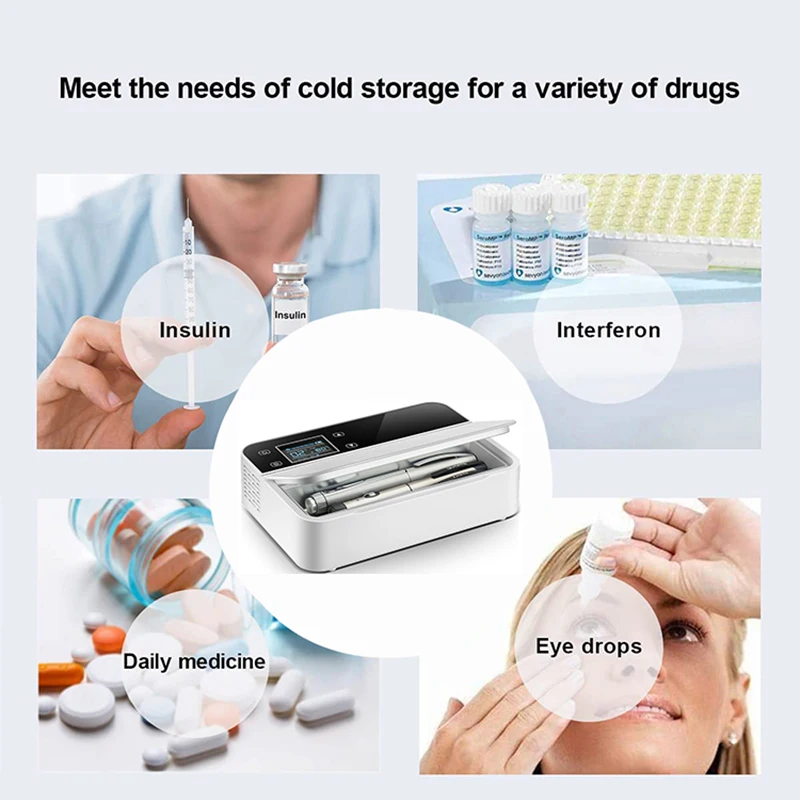 20400mAh Vonkajšie Inzulínu Chladnejšie Prípade Prenosný Mini Chladič Izolované Box Reefer Inzulínu Diabetes Chladnička Cestovné puzdro Obrázok 3
